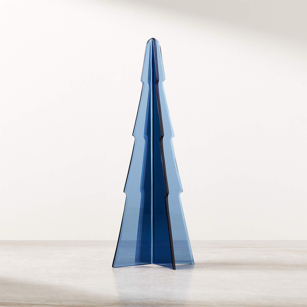 ISO! CB2 Sadie Blue Mirrored Glass Christmas Tree 12"
